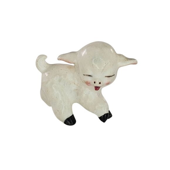 Vintage Josef Originals Miniature Lamb Figurine White Baby Sheep - Picture 1 of 8